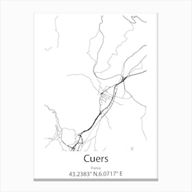 Cuers,France Minimalist Map Canvas Print