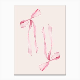 Pink Coquette Bows - Neutral Canvas Print