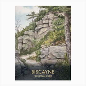 Biscayne National Park Watercolour Vintage Travel Poster 2 Canvas Print