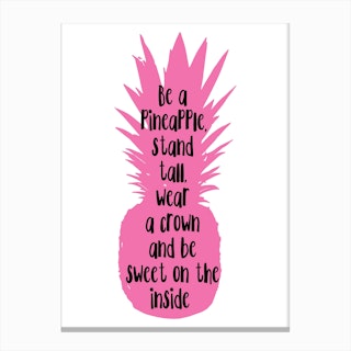 Be A Pineapple Pink Silhouette Canvas Print