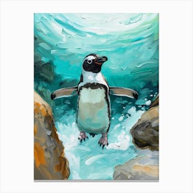 Adlie Penguin Paradise Harbor Oil Painting 2 Canvas Print