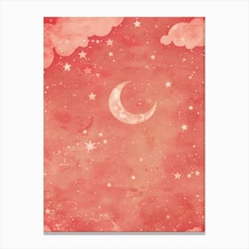 Moon And Stars In The Sky 1 Canvas Print