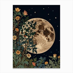 Moon And Flowers Style William Morris 19 Canvas Print