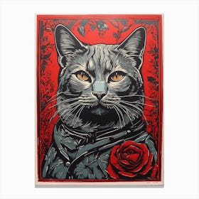 Cat In Roses Canvas Print