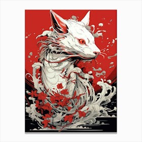 Fox In Water Canvas Print