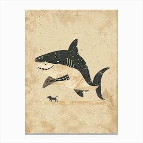 Shark & A Dog Muted Pastels 2 Canvas Print
