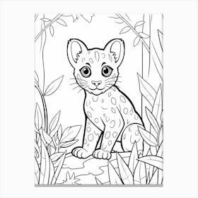Line Art Jungle Animal Margay 4 Canvas Print