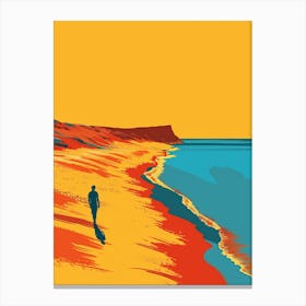 Man Walking Along The Beach Canvas Print