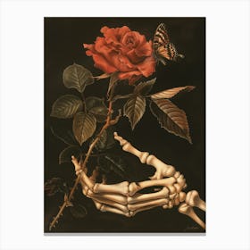Skeleton And Rose Canvas Print