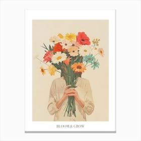 Bloom And Grow Spring Girl With Wild Flowers 2 Canvas Print