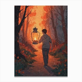 Lantern In The Woods Canvas Print