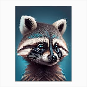 Aqua Raccoon Digital Canvas Print