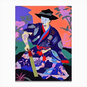 Samurai In Fauvist Matisse Japanese Style  3 Canvas Print