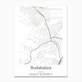 Budakalasz,Hungary Minimalist Map 1 Canvas Print