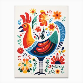 Scandinavian Bird Illustration Chicken 4 Canvas Print
