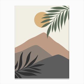 Sunset With Palm Leaves Canvas Print