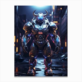 Bull In Cyborg Body #1 Canvas Print