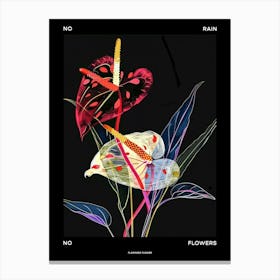 No Rain No Flowers Poster Flamingo Flower 2 Canvas Print