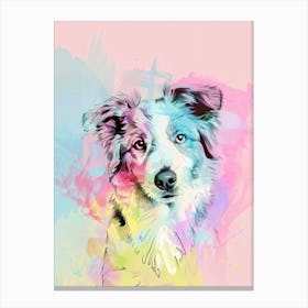 Australian Shepherd Dog Pastel Watercolour Style Canvas Print