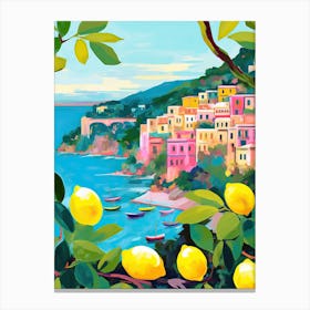 Lemons In Amalfi Travel Painting Italy Canvas Print