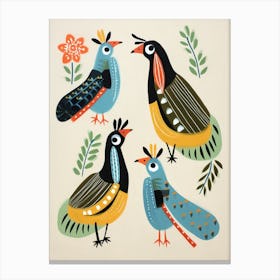 Folk Style Bird Painting Roadrunner 1 Canvas Print
