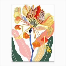 Colourful Flower Illustration Peacock Flower 3 Canvas Print
