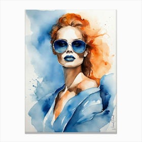 Blue Shades Woman Canvas Print