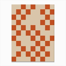 Modern Retro Aesthetic Geometric Checkerboard in Burnt Orange Canvas Print