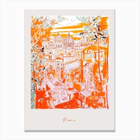 Rome Italy Orange Drawing Poster Canvas Print