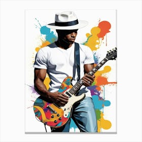 Man In Hat With Guitar Stampe su tela