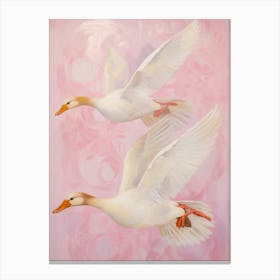 Pink Ethereal Bird Painting Duck 2 Canvas Print