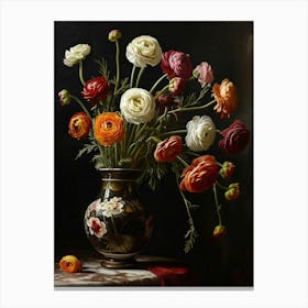 Baroque Floral Still Life Ranunculus 1 Canvas Print