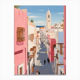 Tangier Morocco 3 Vintage Pink Travel Illustration Canvas Print