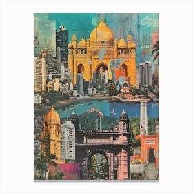 Mumbai   Retro Collage Style 3 Canvas Print