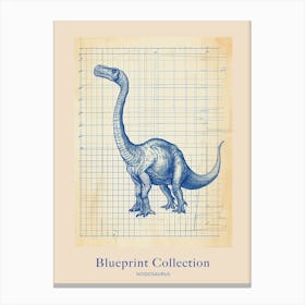 Nodosaurus Dinosaur Blue Print Sketch 2 Poster Canvas Print