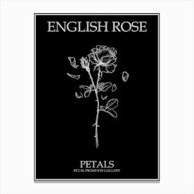 English Rose Petals Line Drawing 2 Poster Inverted Canvas Print
