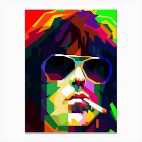 Keith Richards Classic Rock Pop Art WPAP he's an iconic English musician, best known as the guitarist and co-founder of The Rolling Stones. Recognized for his innovative guitar riffs and raw musical style, Richards is a key figure in rock history. His creative partnership with Mick Jagger produced countless classic hits, making him a legendary songwriter. Canvas Print