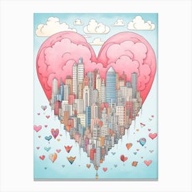 Sky Heart Line Doodle Colour 1 Canvas Print