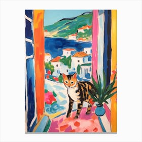 Painting Of A Cat In Capri Italy 1 Canvas Print