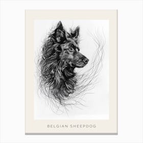Belgian Sheepdog Line Sketch 2 Poster Canvas Print