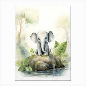 Elephant Painting Meditating Watercolour 3 Canvas Print