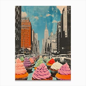 Kitsch New York Cupcake Collage 3 Canvas Print