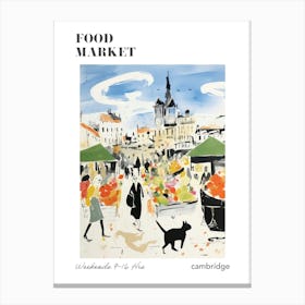 The Food Market In Cambridge 1 Illustration Poster Canvas Print