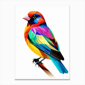 Colourful Geometric Bird Finch 1 Canvas Print