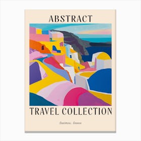Abstract Travel Collection Poster Santorini Greece 4 Canvas Print