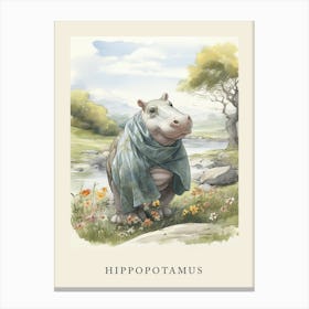 Beatrix Potter Inspired  Animal Watercolour Hippopotamus 2 Canvas Print