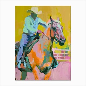 Pink And Yellow Cowboy Painting 3 Canvas Print