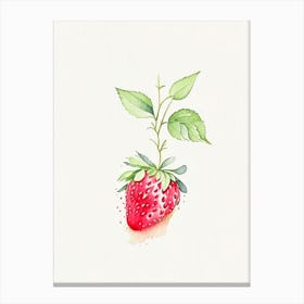 Strawberry Plant,, Fruit, Minimalist Watercolour Canvas Print