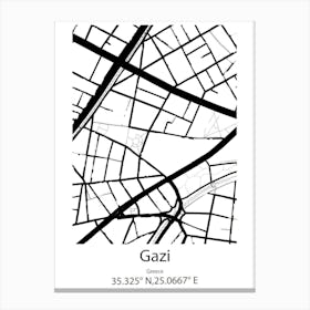 Gazi,Greece Minimalist Map Canvas Print