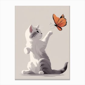 Cat With Butterfly Canvas Print